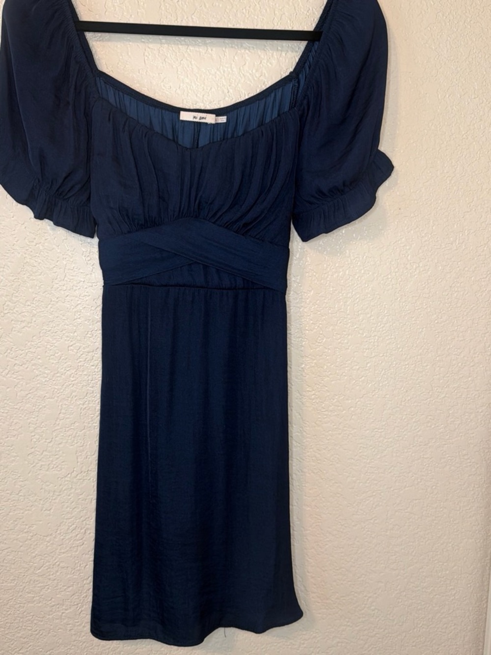 miami Navy Empire-Waist Puff Sleeve Midi Dress